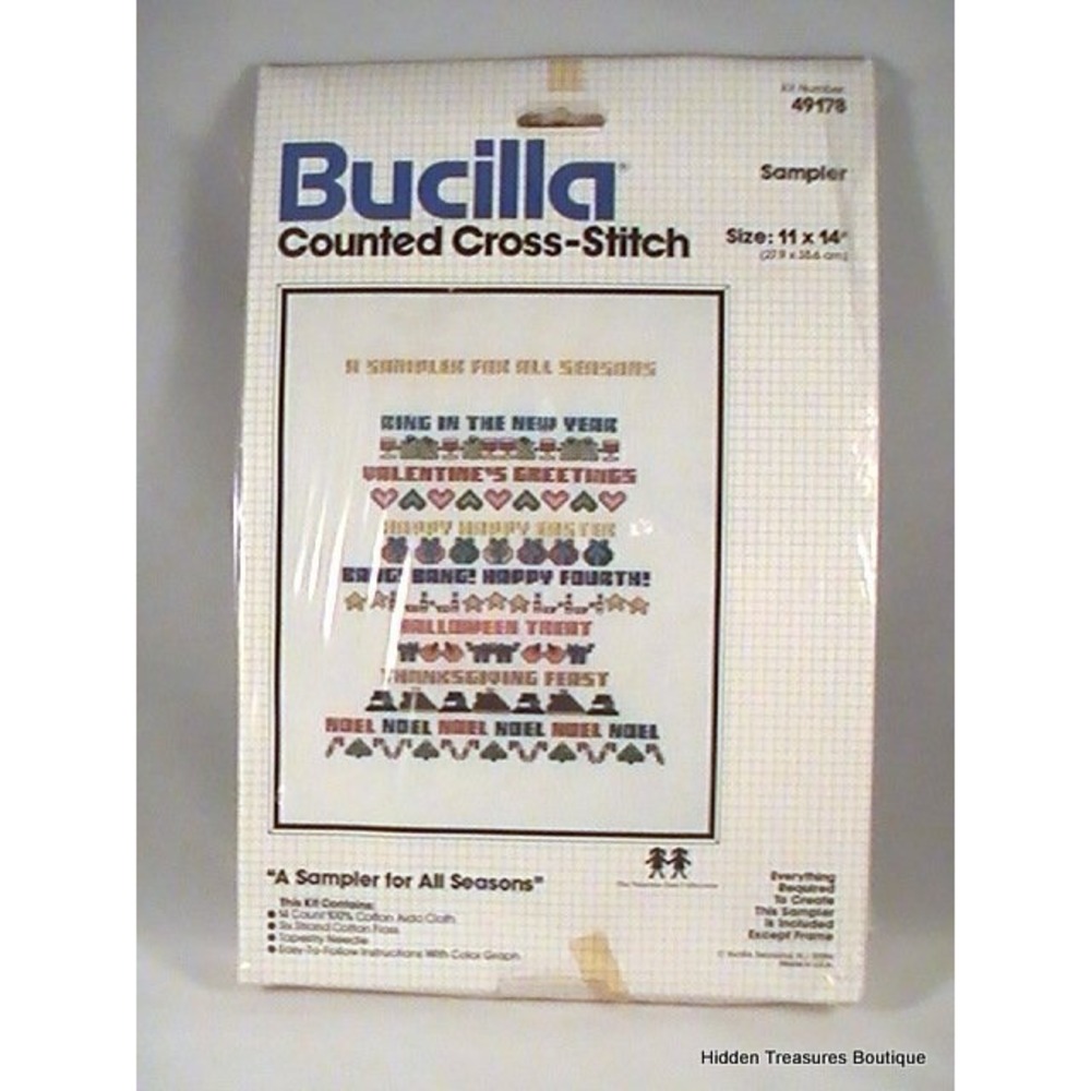 A Sampler‎ For All Seasons  Counted Cross Stitch by Bucilla NIP #49178